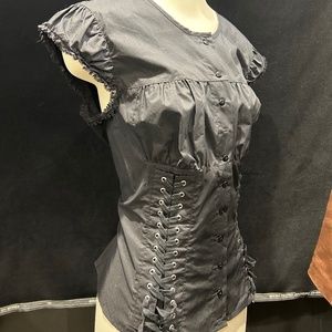 Black button down corset blouse
